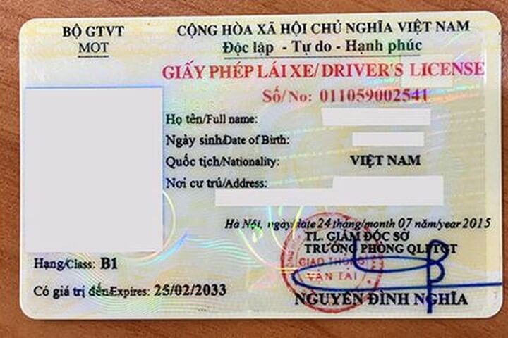 Bằng lái xe B1 tại Việt Nam