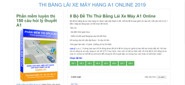 Website thi bằng lái xe A1 trên máy tính | Đề thi thử Online 4 Website thi bằng lái xe A1 trên máy tính | Đề thi thử Online 4