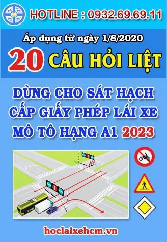 20 câu hỏi điểm liệt thi bằng lái xe máy a1