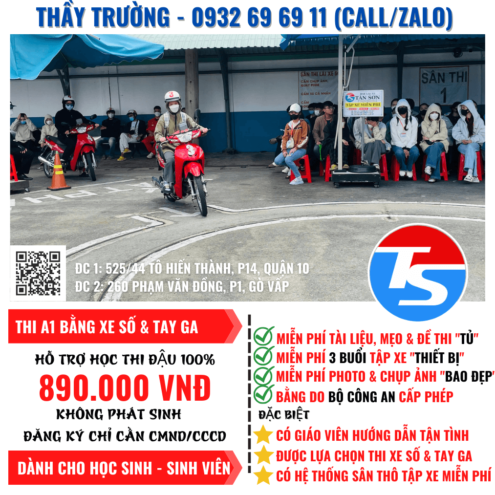 Thi Bằng Lái Xe Máy A1 TPHCM - Thi Xe Số & Tay Ga 12 Đơn Vị Tổ Chức Thi Bằng Lái Xe A1 Chất Lượng Nhất Hiện Nay Ở THCM